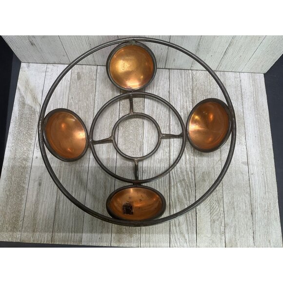 Vtg Ambrosia MCM Metal Wire & Brass Copper Basket Fruit Bowl Decor 1995 11" DIA - Picture 3 of 10